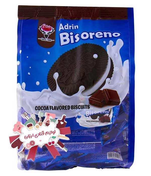 بیسکوئیت کاکائویی بیس اورنو با کرم کاکائو آدرین 50 تایی adrin bisoreno